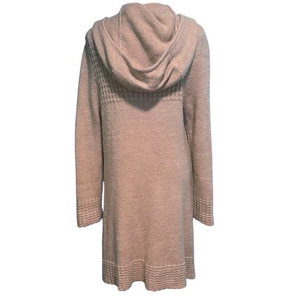 Brochu Walker Size M Longline Hooded Cardigan Sweater Toggle Alpaca Wool Beige - Picture 2 of 6